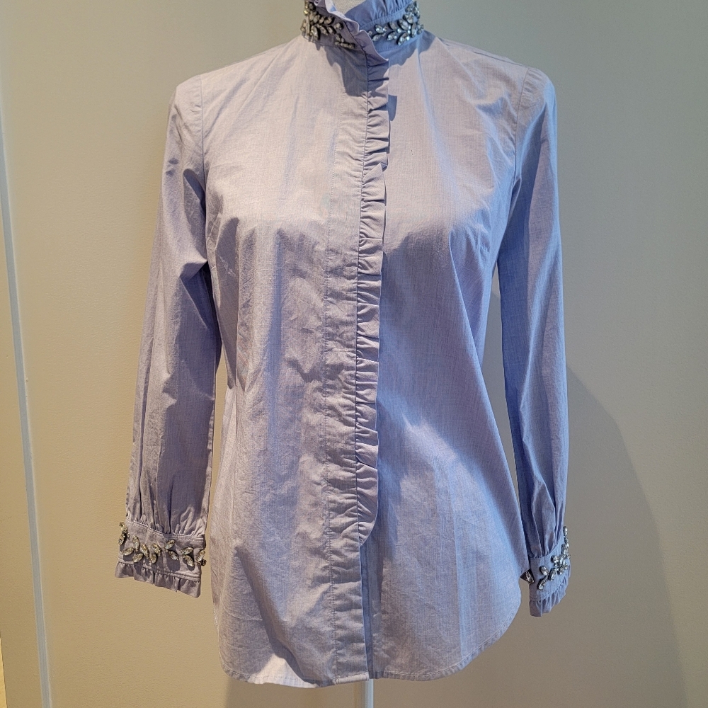 ❤️J.CREW EMBELLISHED NECK COLOR BUTTON SHIRT